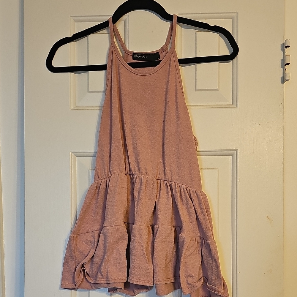 Pink Ruffled Sleeveless Top